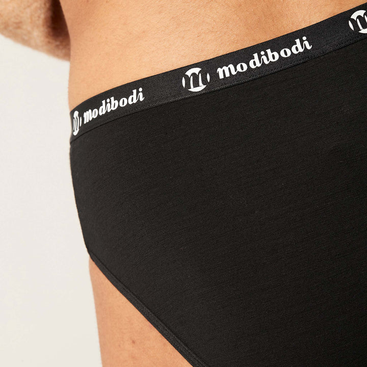 Modibodi active brief underwear, moisture wicking absorbency