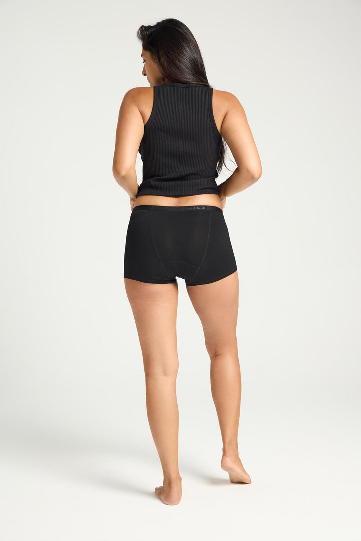 Modibodi Classic Boyshort, Super absorbency, Black, Back view