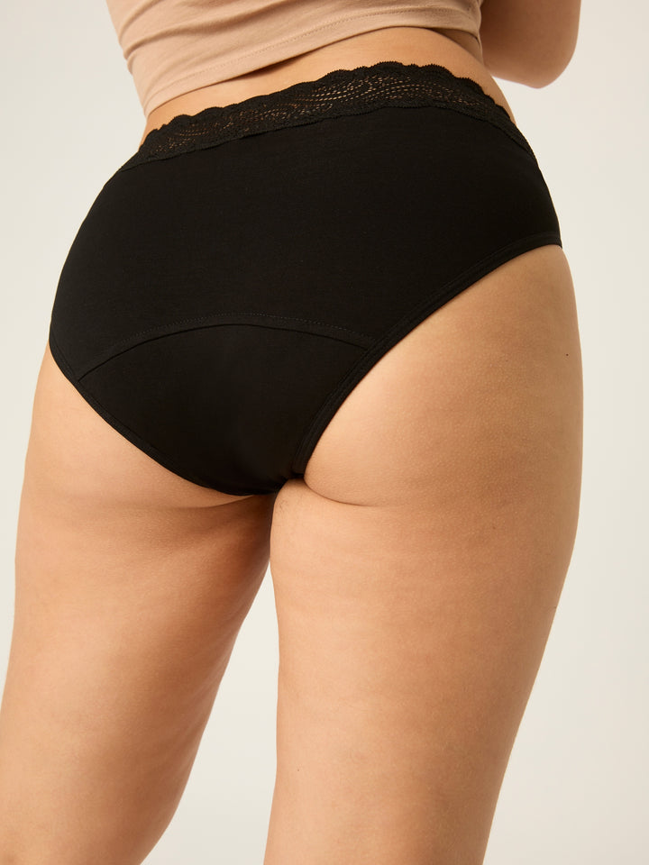 Modibodi sensual hi waist bikini, moderate-heavy absorbency period underwear