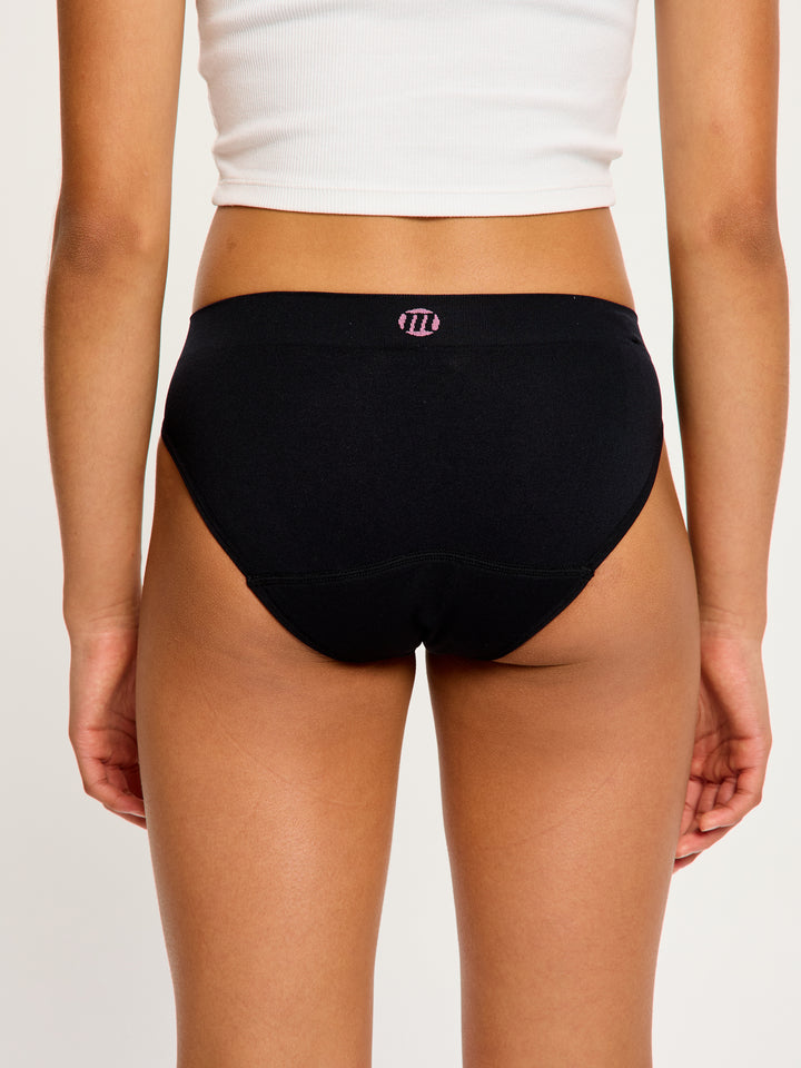 Modibodi Teen Soft Stretch Period Underwear, Black, Back View